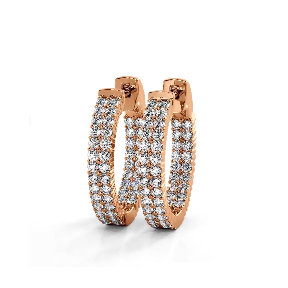 1.20 ctw. Double Row Inside Out Diamond Petite Hoop Earrings - 14K Yellow Gold - F-G Color VS1-VS2 Clarity