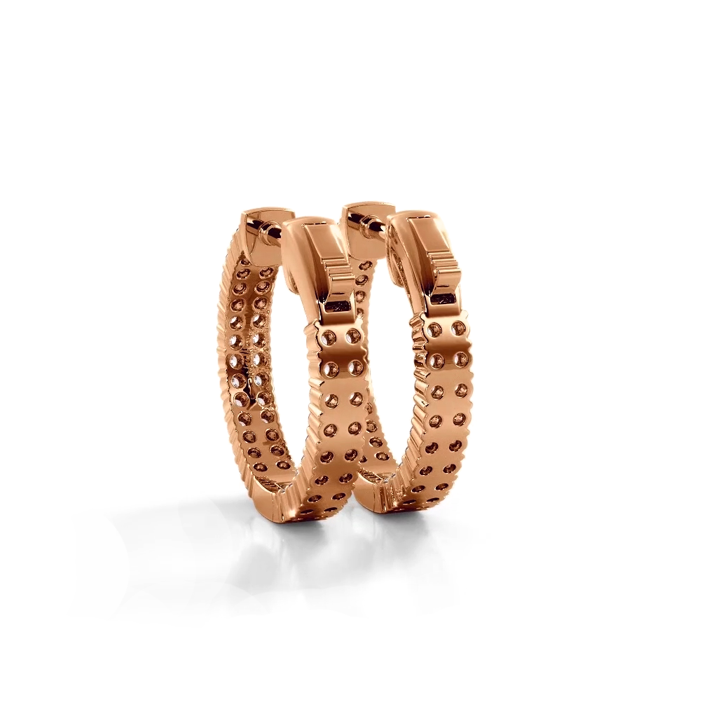 1.20 ctw. Double Row Inside Out Diamond Petite Hoop Earrings - 14K Rose Gold - H-I Color I1-I2 Clarity