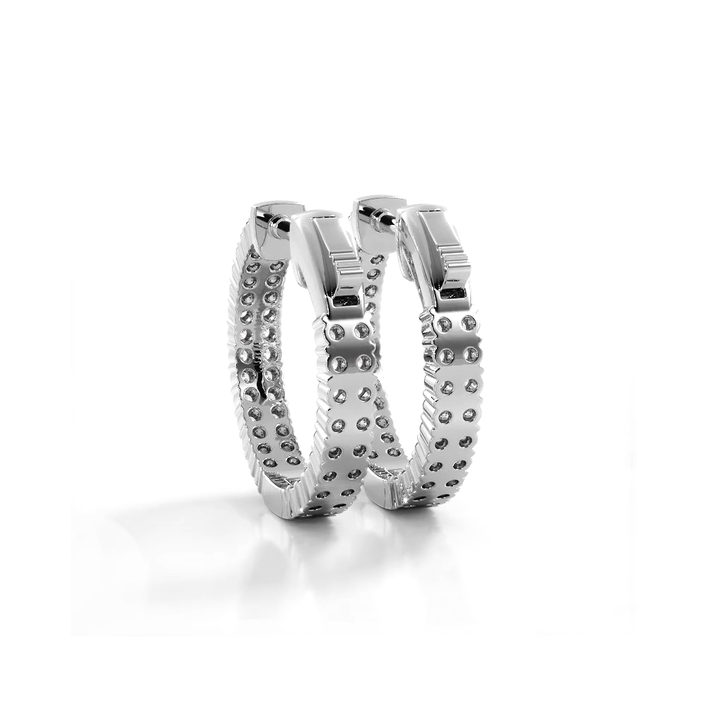 1.20 ctw. Double Row Inside Out Diamond Petite Hoop Earrings - 14K White Gold - F-G Color VS1-VS2 Clarity