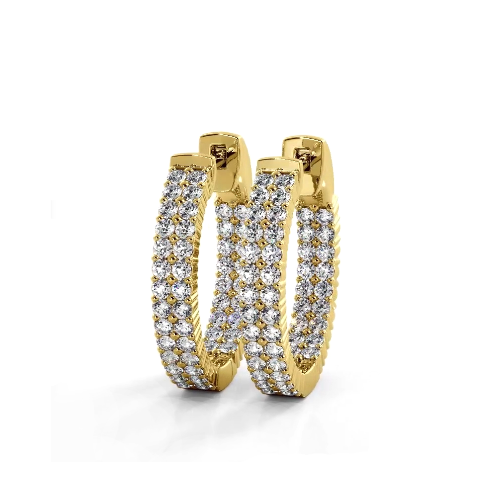 1.20 ctw. Double Row Inside Out Diamond Petite Hoop Earrings - 14K Yellow Gold - E-F Color VS1-VS2 Clarity