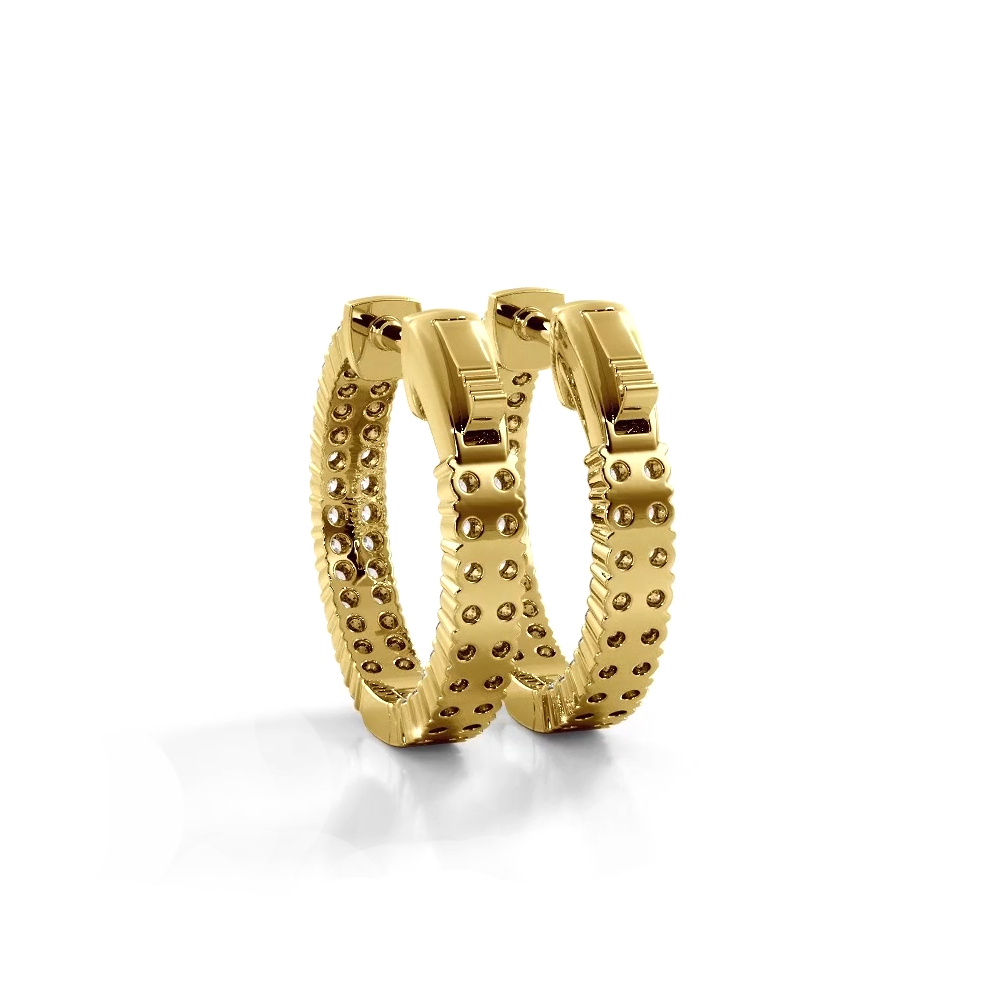 1.20 ctw. Double Row Inside Out Diamond Petite Hoop Earrings - 14K Yellow Gold - G-H Color SI1-SI2 Clarity
