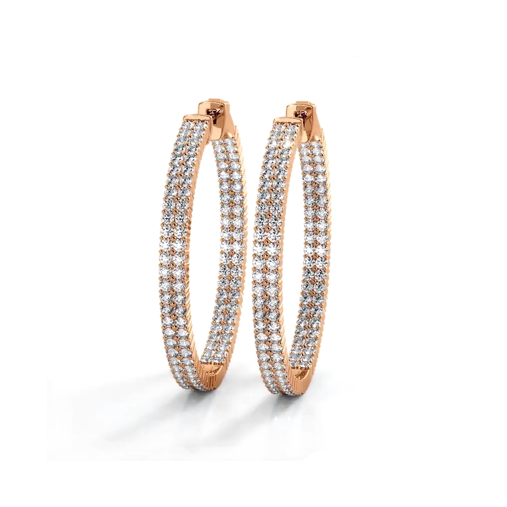 2.0 ctw. Double Row Inside Out Diamond Hoop Earrings Classic Shared Prong - 14K Yellow Gold - F-G Color VS1-VS2 Clarity