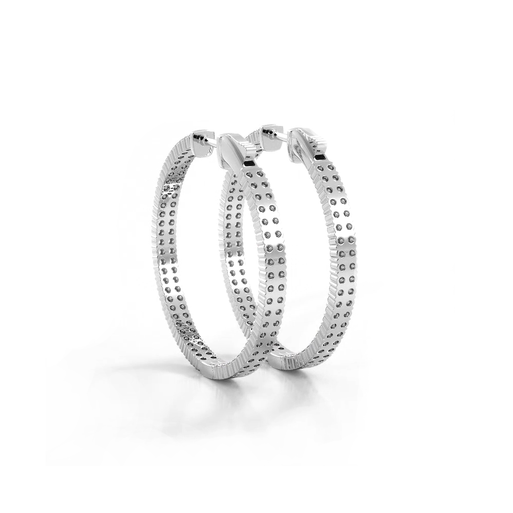 2.0 ctw. Double Row Inside Out Diamond Hoop Earrings Classic Shared Prong - 14K White Gold - F-G Color VS1-VS2 Clarity