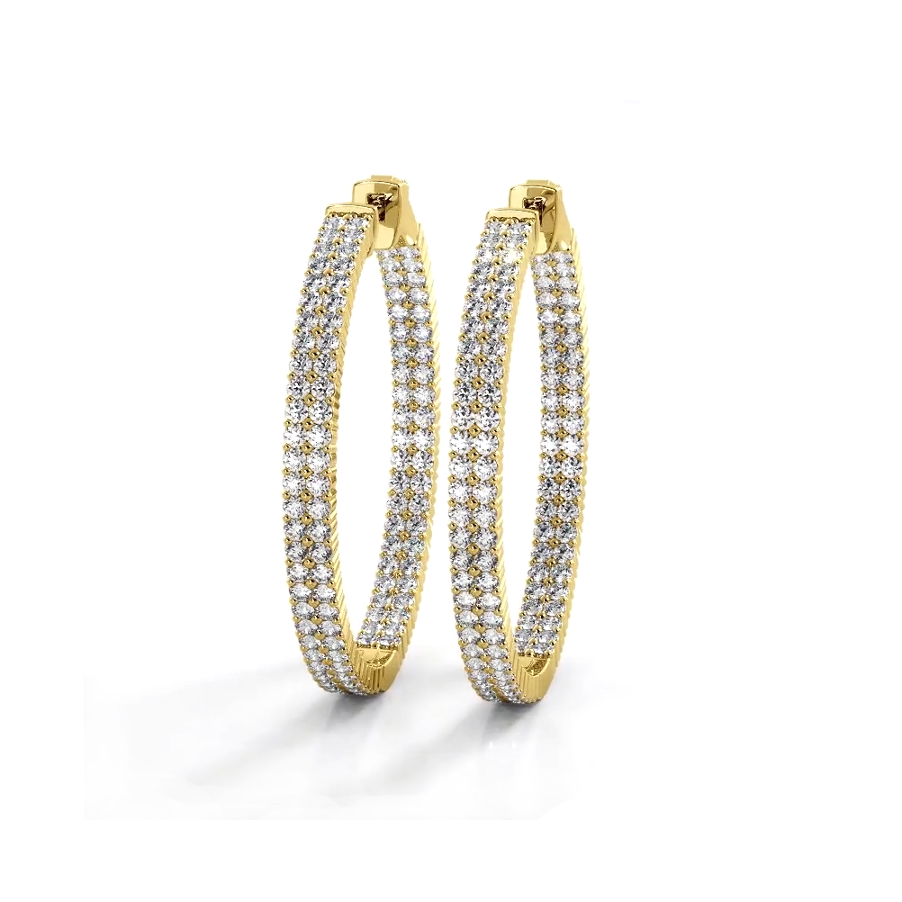 2.0 ctw. Double Row Inside Out Diamond Hoop Earrings Classic Shared Prong - 14K Yellow Gold - E-F Color VS1-VS2 Clarity