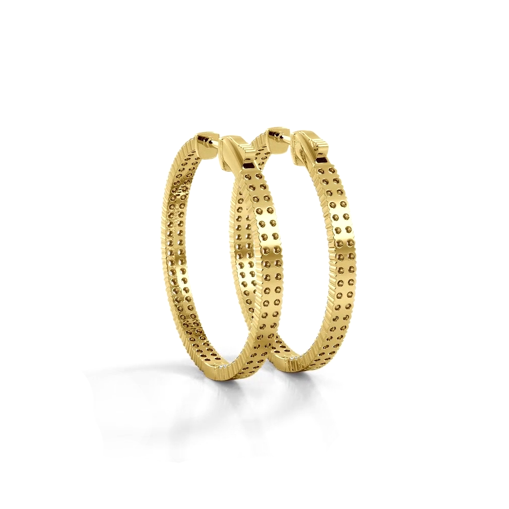 2.0 ctw. Double Row Inside Out Diamond Hoop Earrings Classic Shared Prong - 14K Yellow Gold - G-H Color SI1-SI2 Clarity