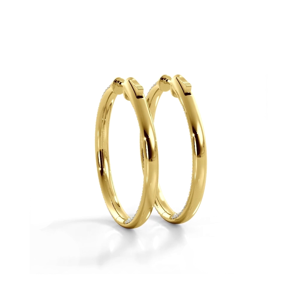 2.5 ctw. Triple Row Inside Out Pave Diamond Hoop Earrings Dome Style - 14K Yellow Gold - G-H Color SI1-SI2 Clarity