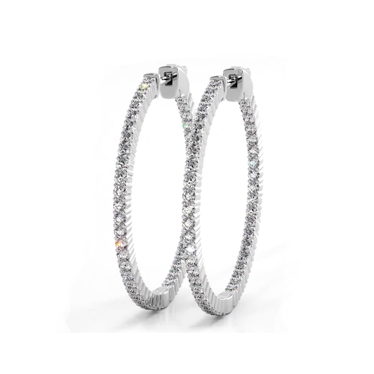 1.10 ctw. Single Row Inside Out Classic Diamond Hoop Earrings