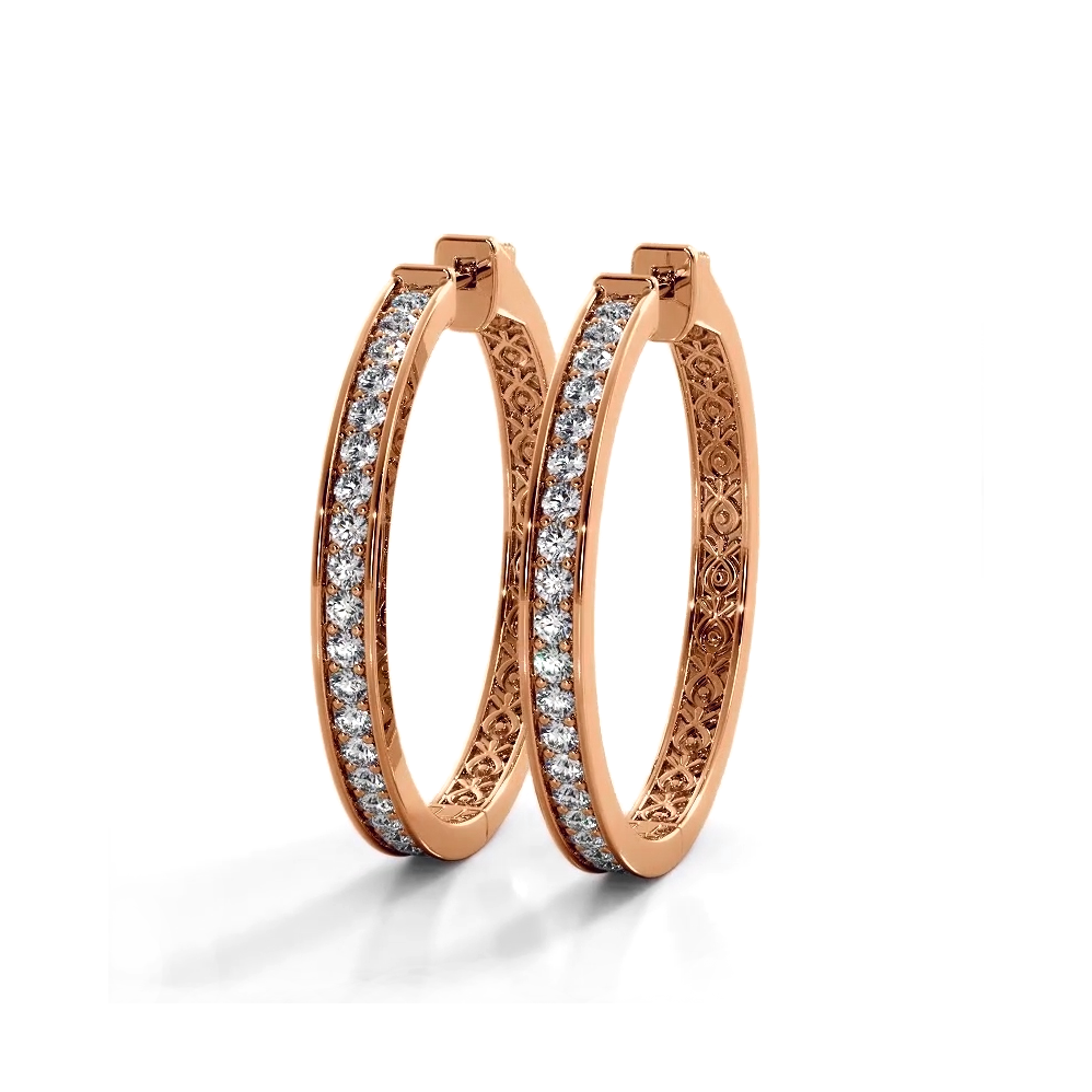 1.32 ctw. Round Diamond Medium Hoop Earrings - 14K Yellow Gold - F-G Color VS1-VS2 Clarity