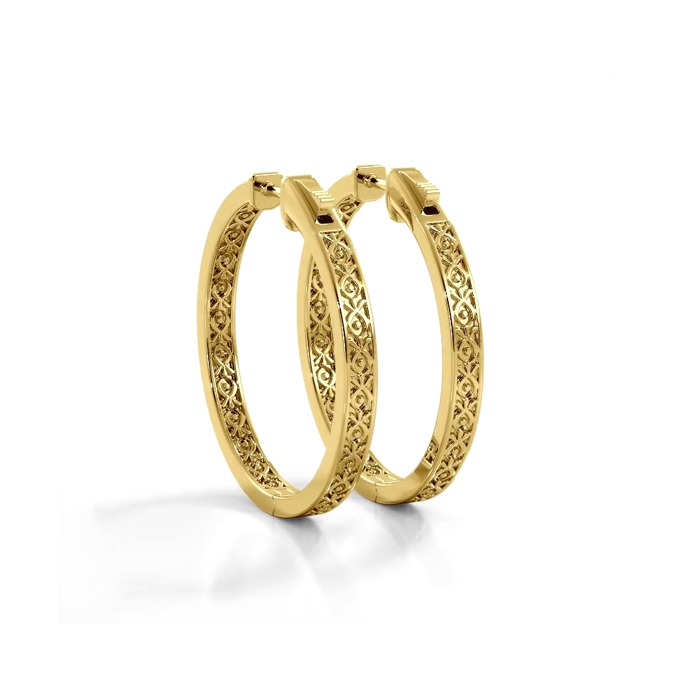 1.32 ctw. Round Diamond Medium Hoop Earrings - 14K Yellow Gold - G-H Color SI1-SI2 Clarity