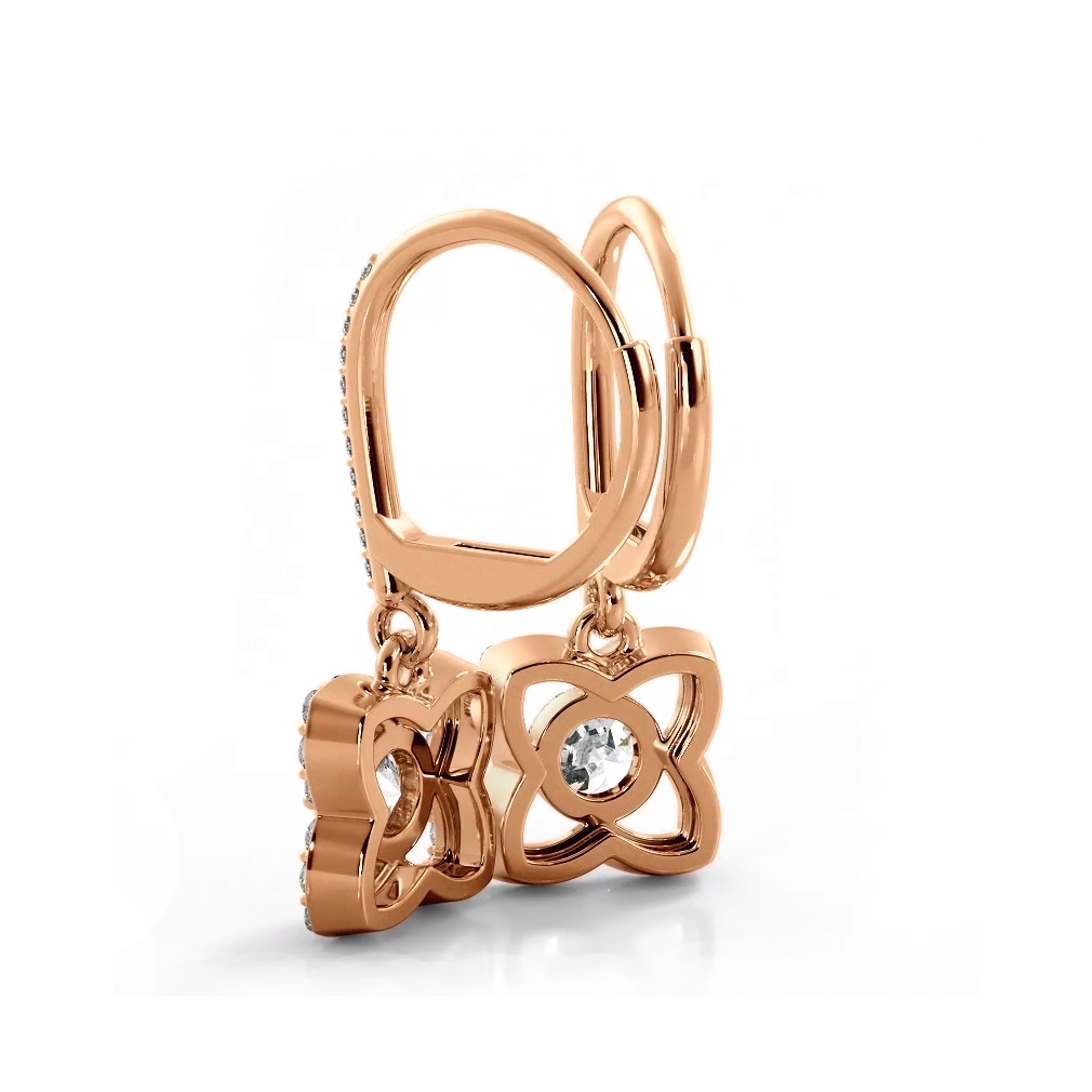 1.50 ctw. Blossom Diamond Drop Earrings Flower Drop Dangles - 14K Rose Gold - H-I Color I1-I2 Clarity