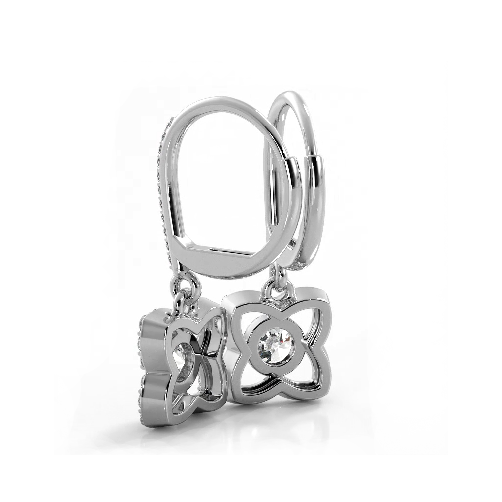 1.50 ctw. Blossom Diamond Drop Earrings Flower Drop Dangles - 14K White Gold - F-G Color VS1-VS2 Clarity