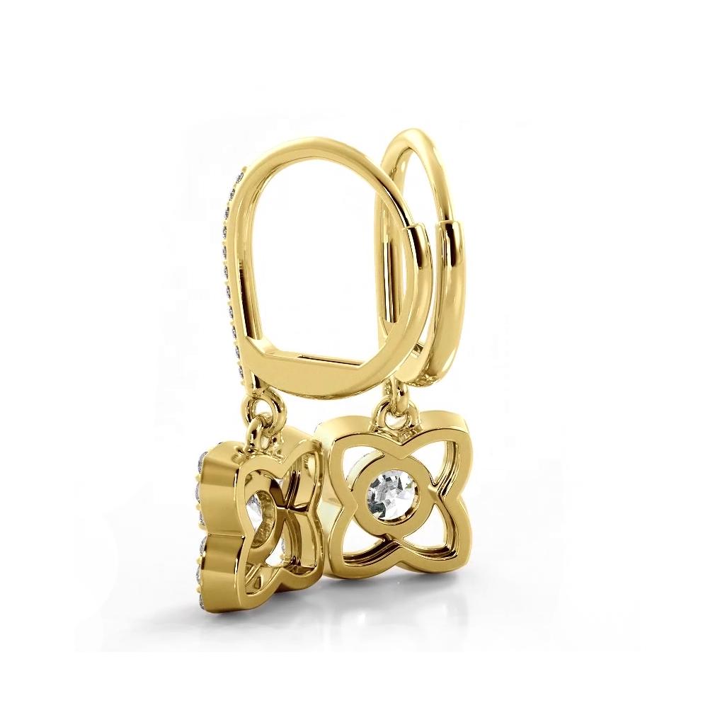 1.50 ctw. Blossom Diamond Drop Earrings Flower Drop Dangles - 14K Yellow Gold - G-H Color SI1-SI2 Clarity