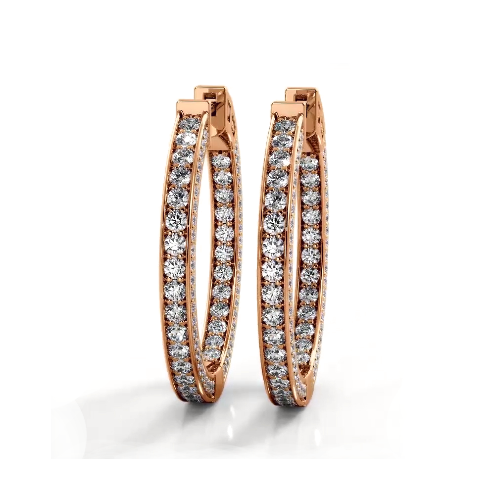 2.0 ctw. Three Sided Inside Out Diamond Hoop Earrings - 14K Yellow Gold - F-G Color VS1-VS2 Clarity