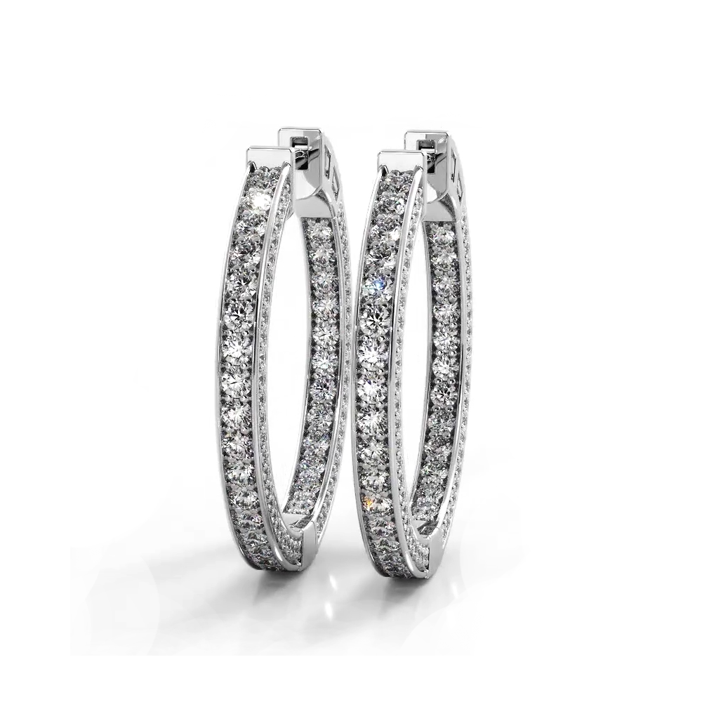 2.0 ctw. Three Sided Inside Out Diamond Hoop Earrings