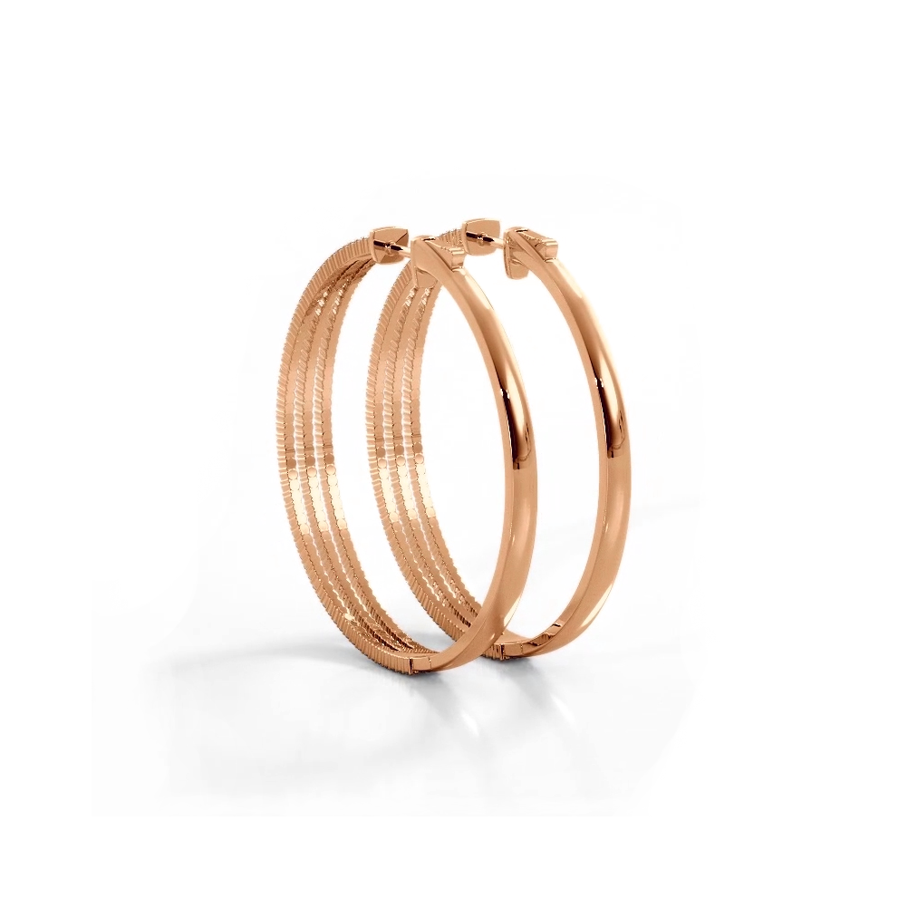 2.50 ctw. Large Three Row Diamond Hoop Earrings - 14K Rose Gold - H-I Color I1-I2 Clarity