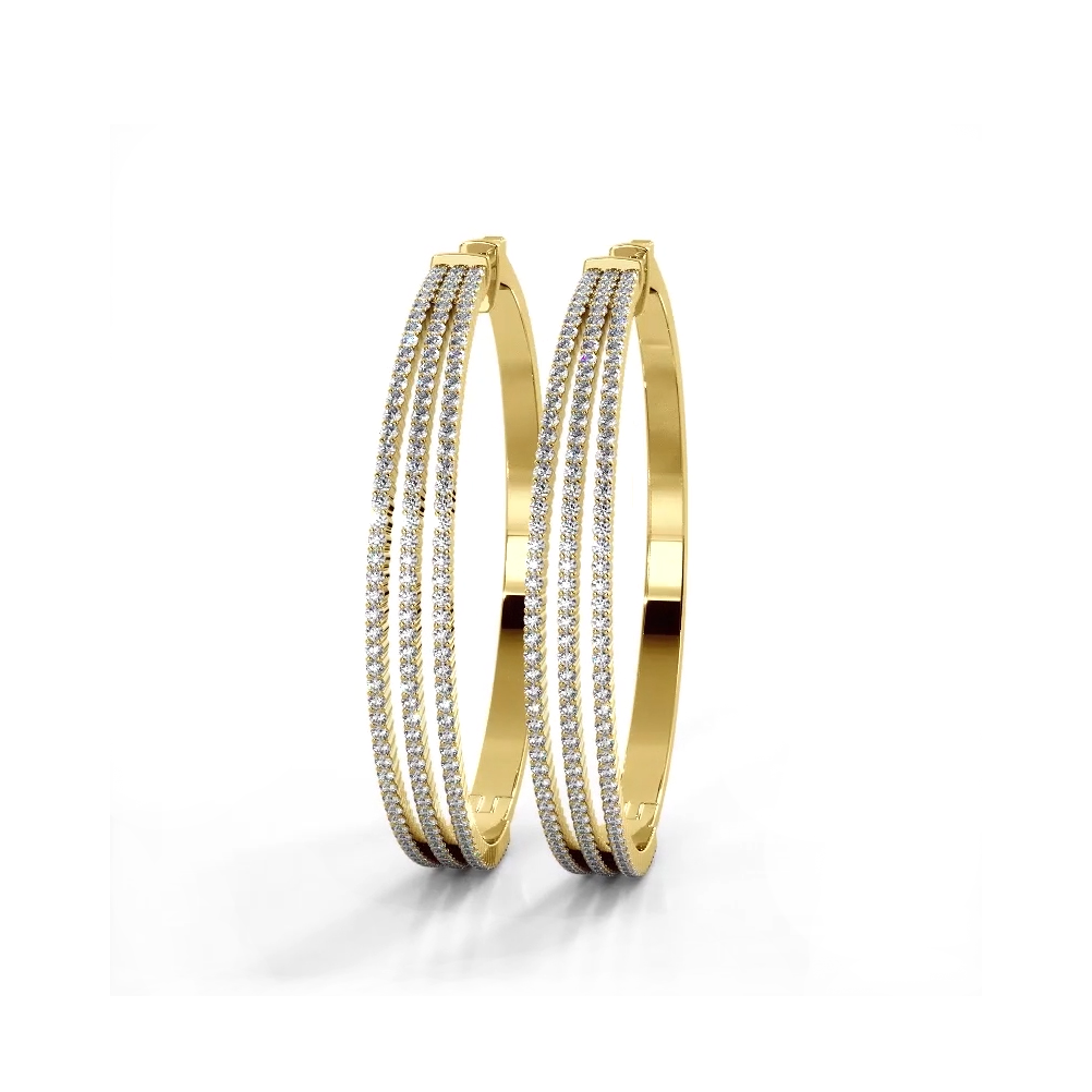 2.50 ctw. Large Three Row Diamond Hoop Earrings - 14K Yellow Gold - E-F Color VS1-VS2 Clarity