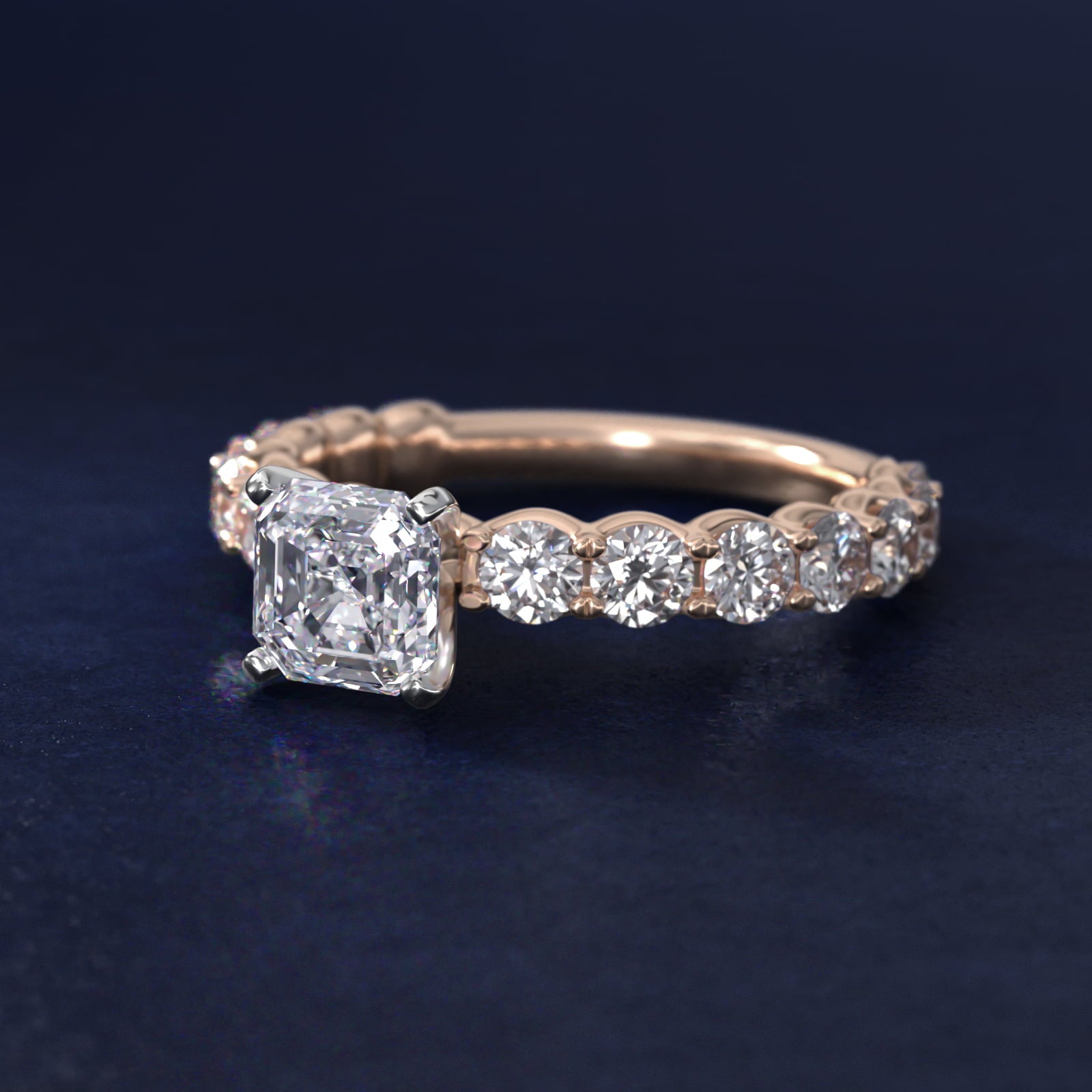 Selene Diamond Engagement Ring in 14k Rose Gold (1 1/3 ct. tw.) - Asscher Center