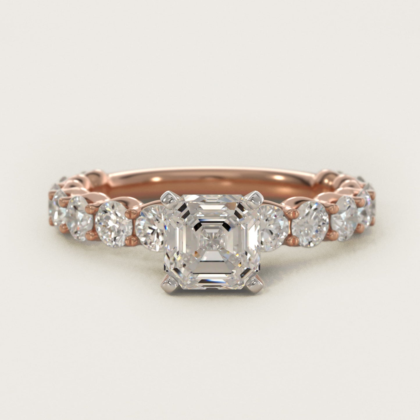 Selene Diamond Engagement Ring in 18k Rose Gold (1 1/3 ct. tw.) - Asscher Center