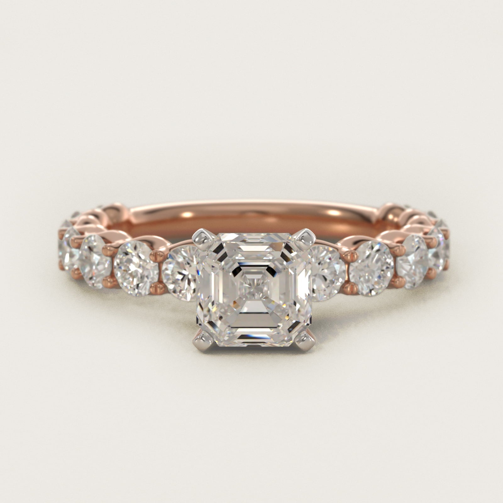 Selene Diamond Engagement Ring in 18k Rose Gold (1 1/3 ct. tw.) - Asscher Center