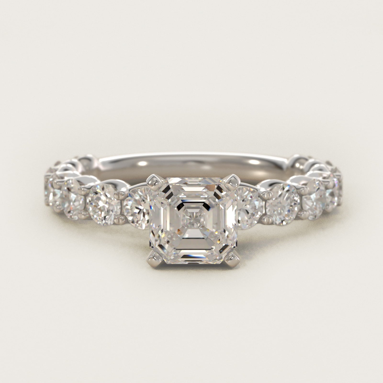 Selene Diamond Engagement Ring in 18k White Gold (1 1/3 ct. tw.) - Asscher Center