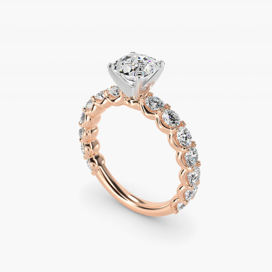 Selene Diamond Engagement Ring in 18k Rose Gold (1 1/3 ct. tw.) - Cushion Center