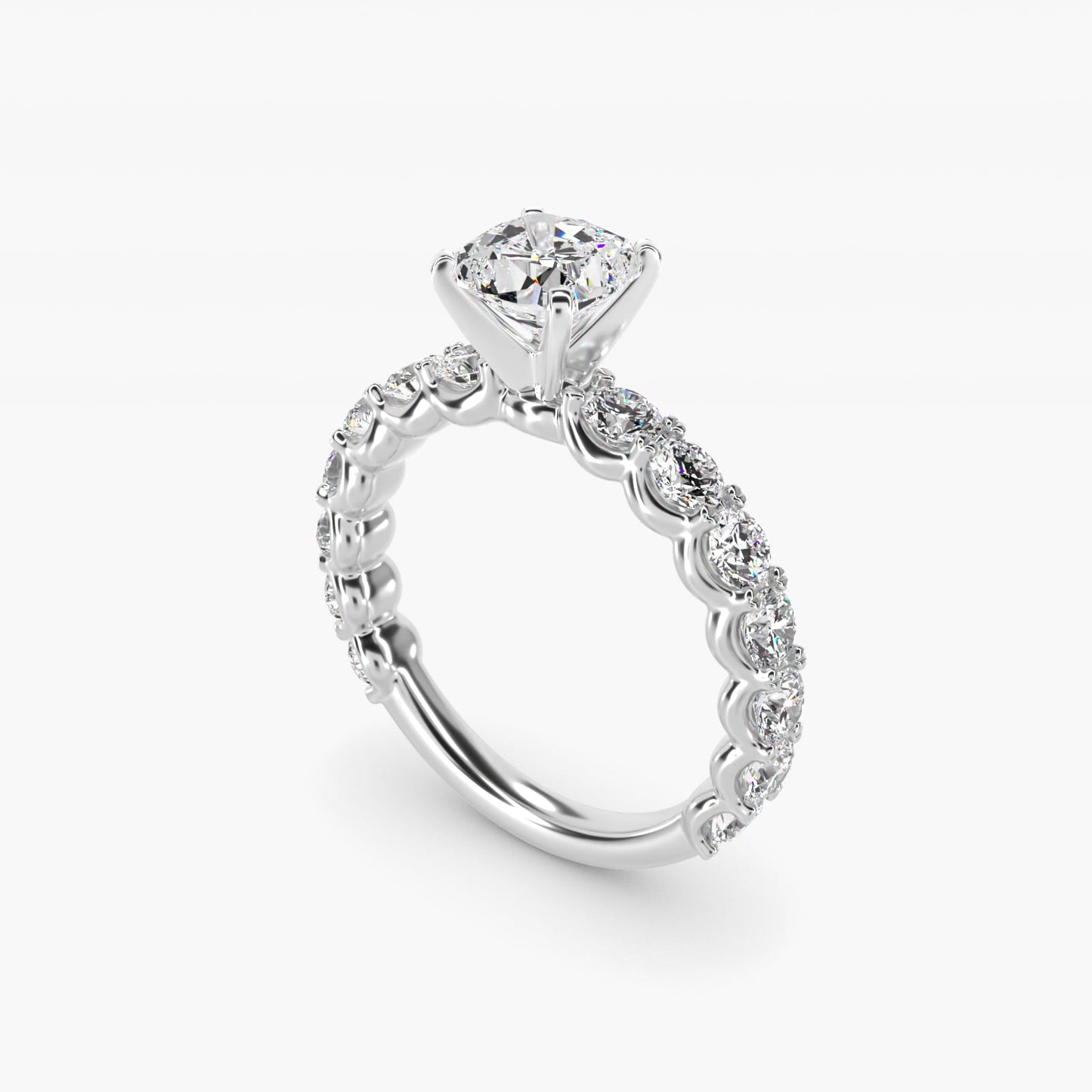 Selene Diamond Engagement Ring in 18k White Gold (1 1/3 ct. tw.) - Cushion Center