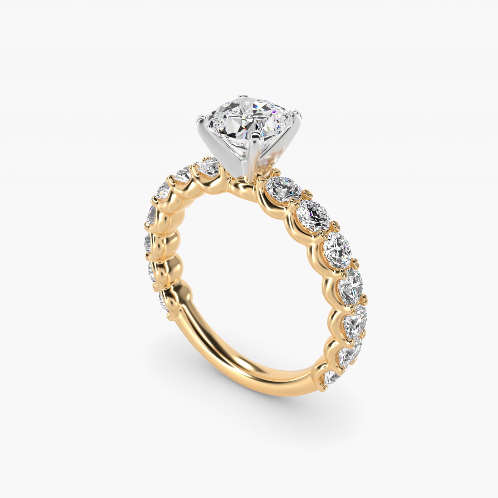Selene Diamond Engagement Ring in 14k Yellow Gold (1 1/3 ct. tw.) - Cushion Center