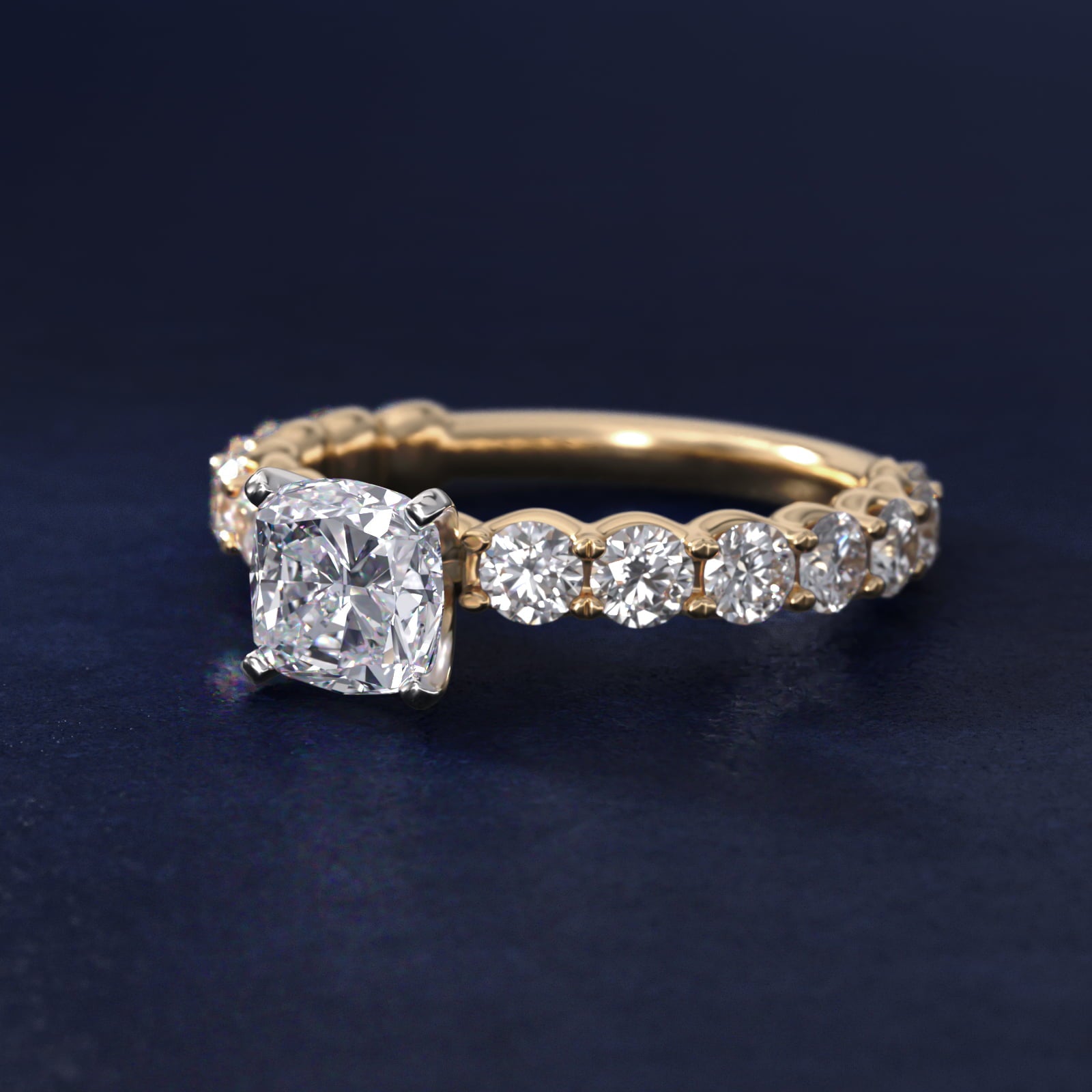 Selene Diamond Engagement Ring in 14k Yellow Gold (1 1/3 ct. tw.) - Cushion Center