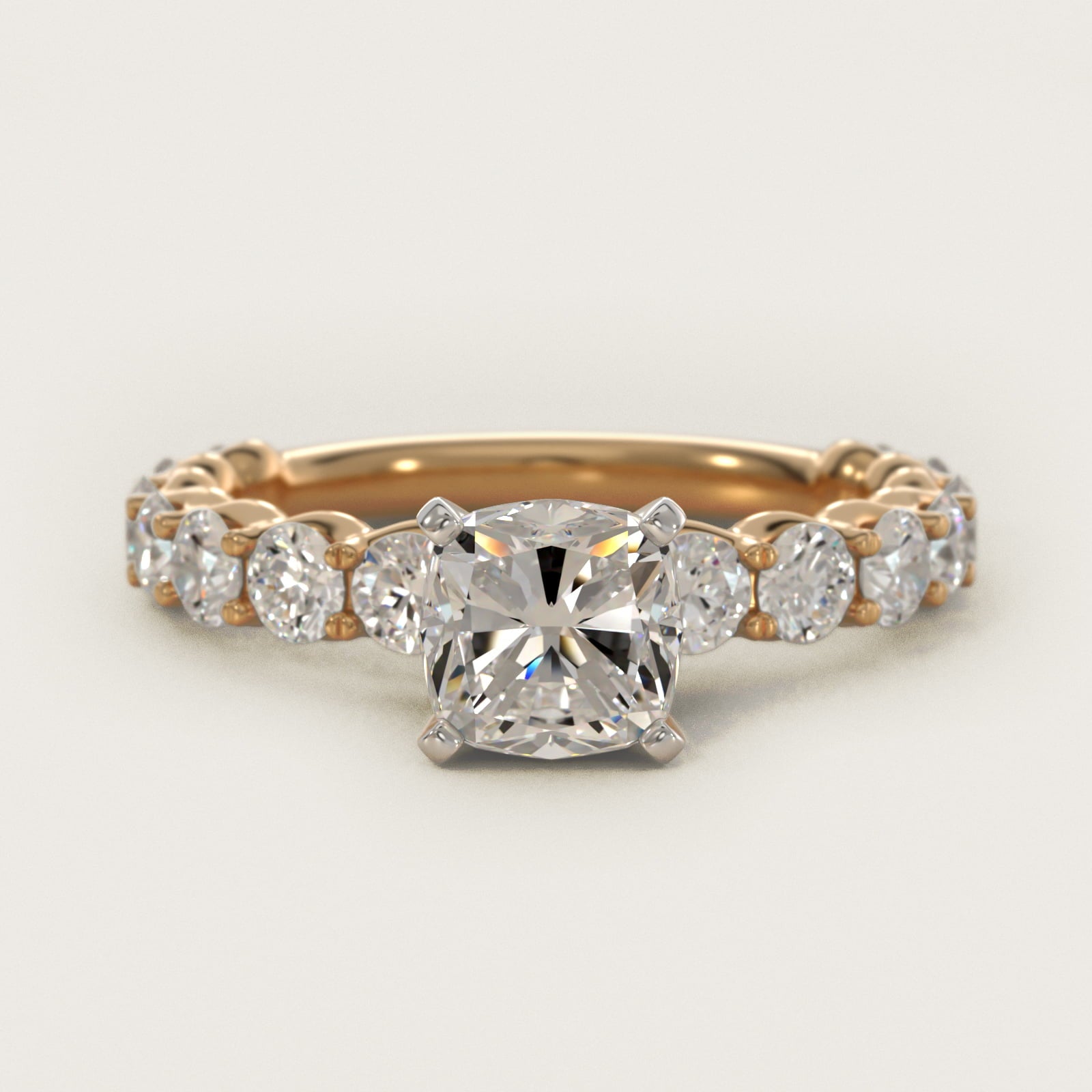 Selene Diamond Engagement Ring in 14k Yellow Gold (1 1/3 ct. tw.) - Cushion Center