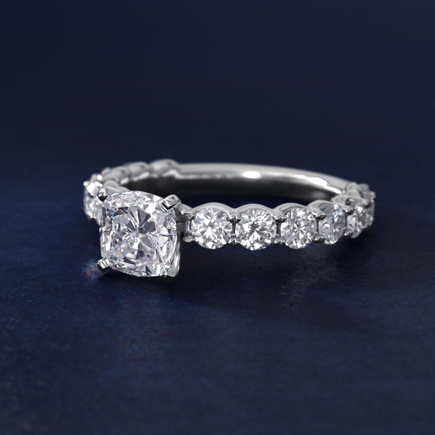 Selene Diamond Engagement Ring in Platinum (1 1/3 ct. tw.) - Cushion Center