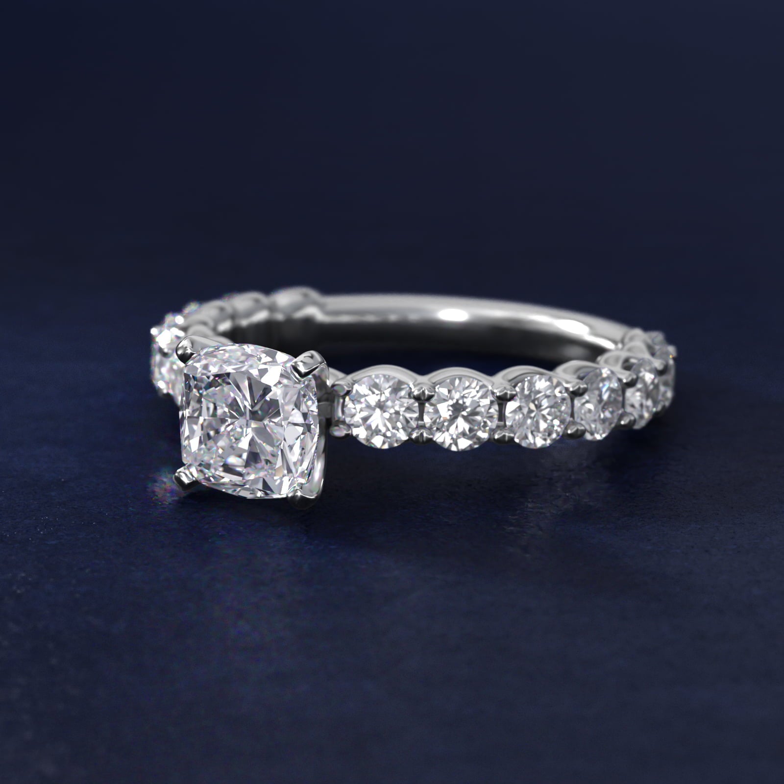 Selene Diamond Engagement Ring in Platinum (1 1/3 ct. tw.) - Cushion Center