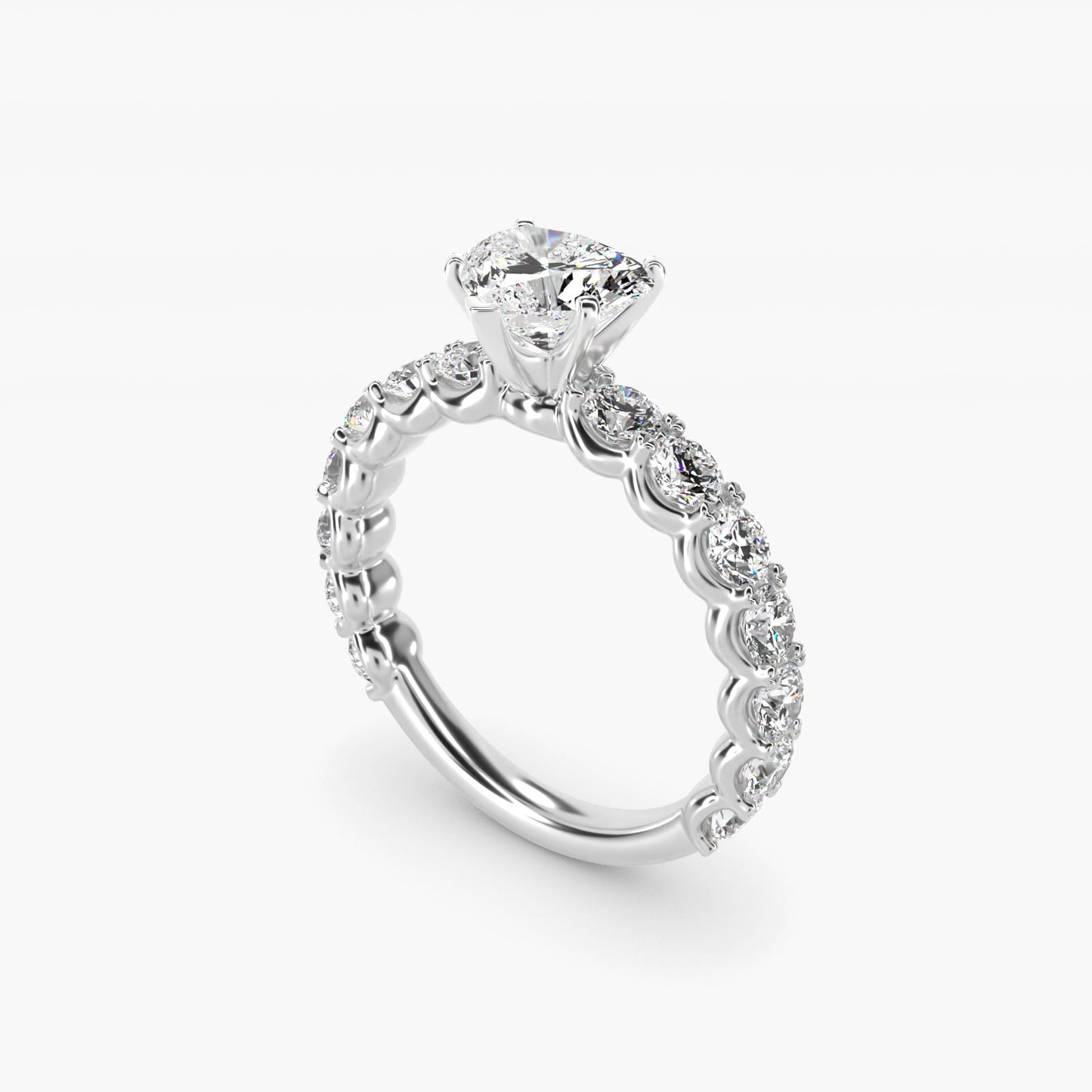 Selene Diamond Engagement Ring in 18k White Gold (1 1/3 ct. tw.) - Heart Center
