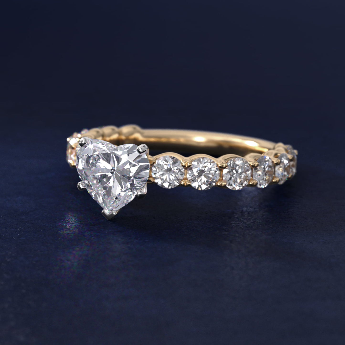 Selene Diamond Engagement Ring in 14k Yellow Gold (1 1/3 ct. tw.) - Heart Center