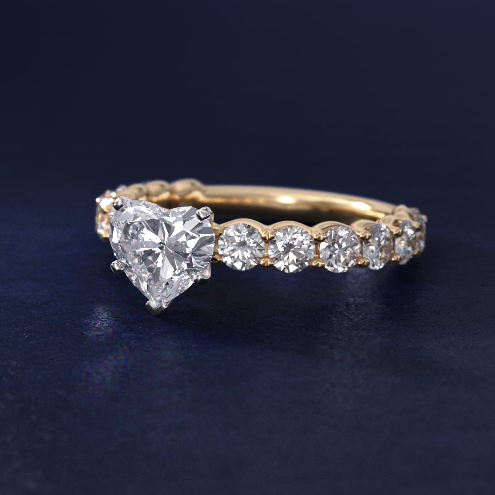 Selene Diamond Engagement Ring in 18k Yellow Gold (1 1/3 ct. tw.) - Heart Center