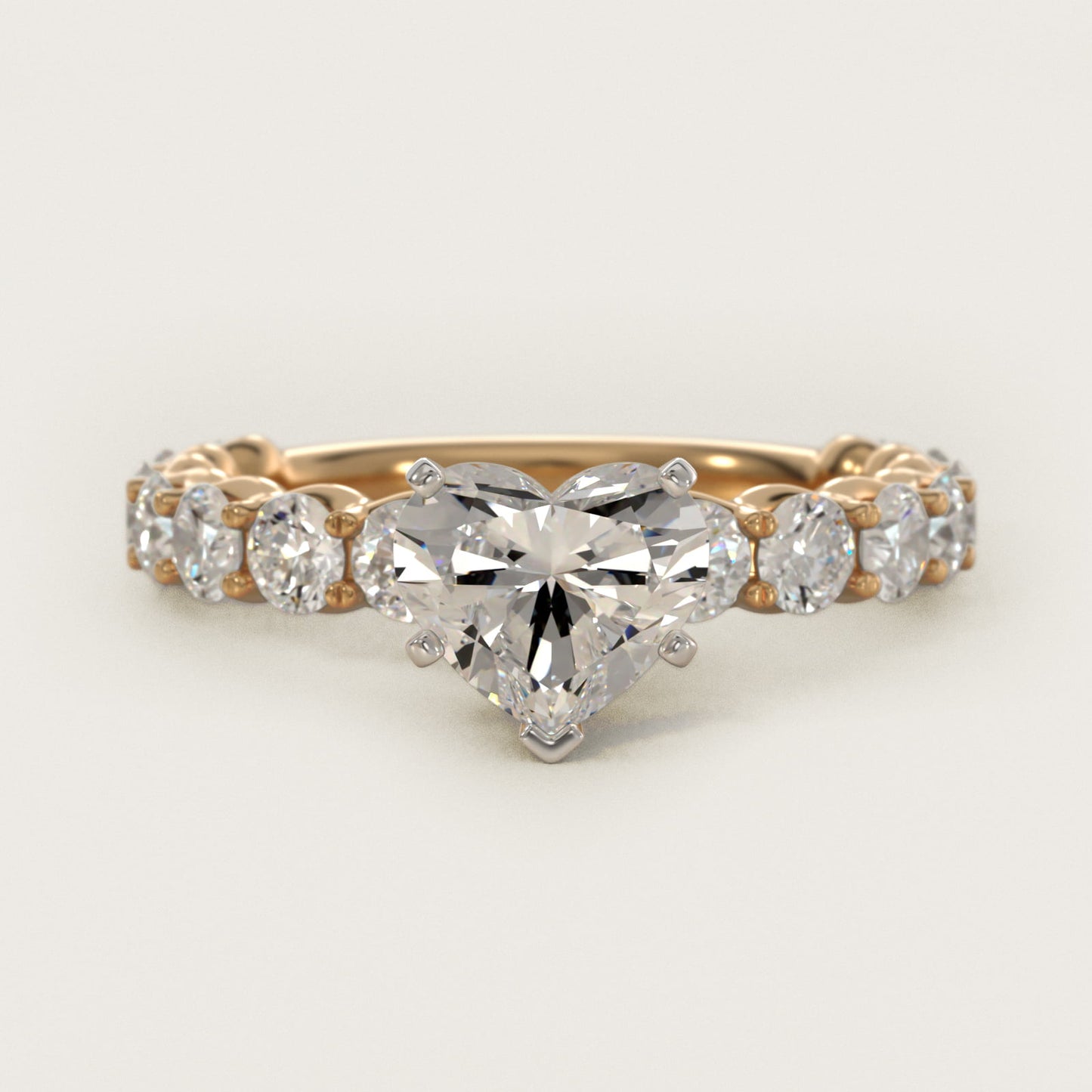 Selene Diamond Engagement Ring in 18k Yellow Gold (1 1/3 ct. tw.) - Heart Center