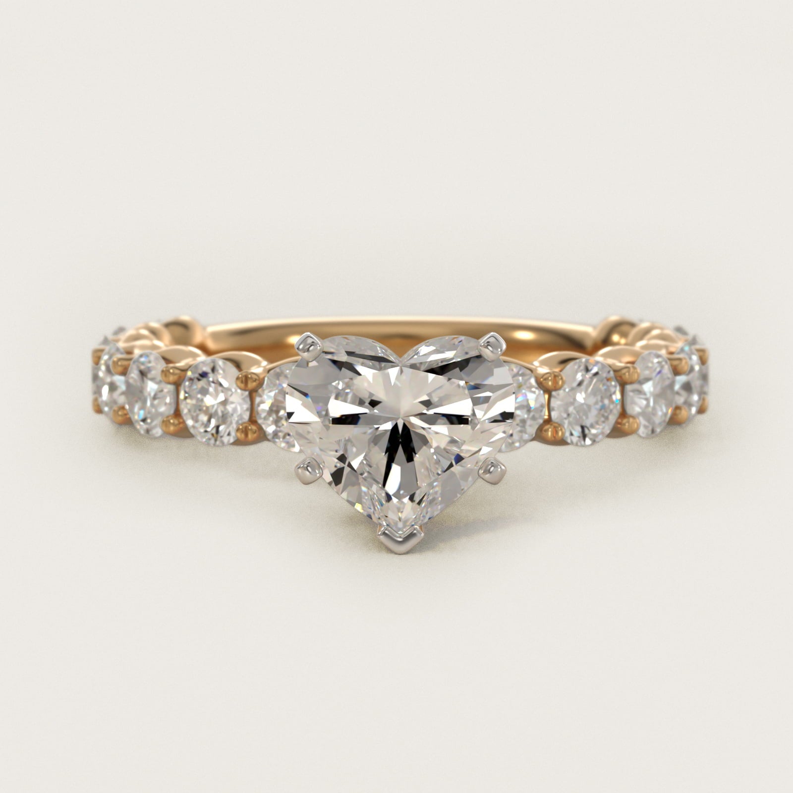 Selene Diamond Engagement Ring in 18k Yellow Gold (1 1/3 ct. tw.) - Heart Center