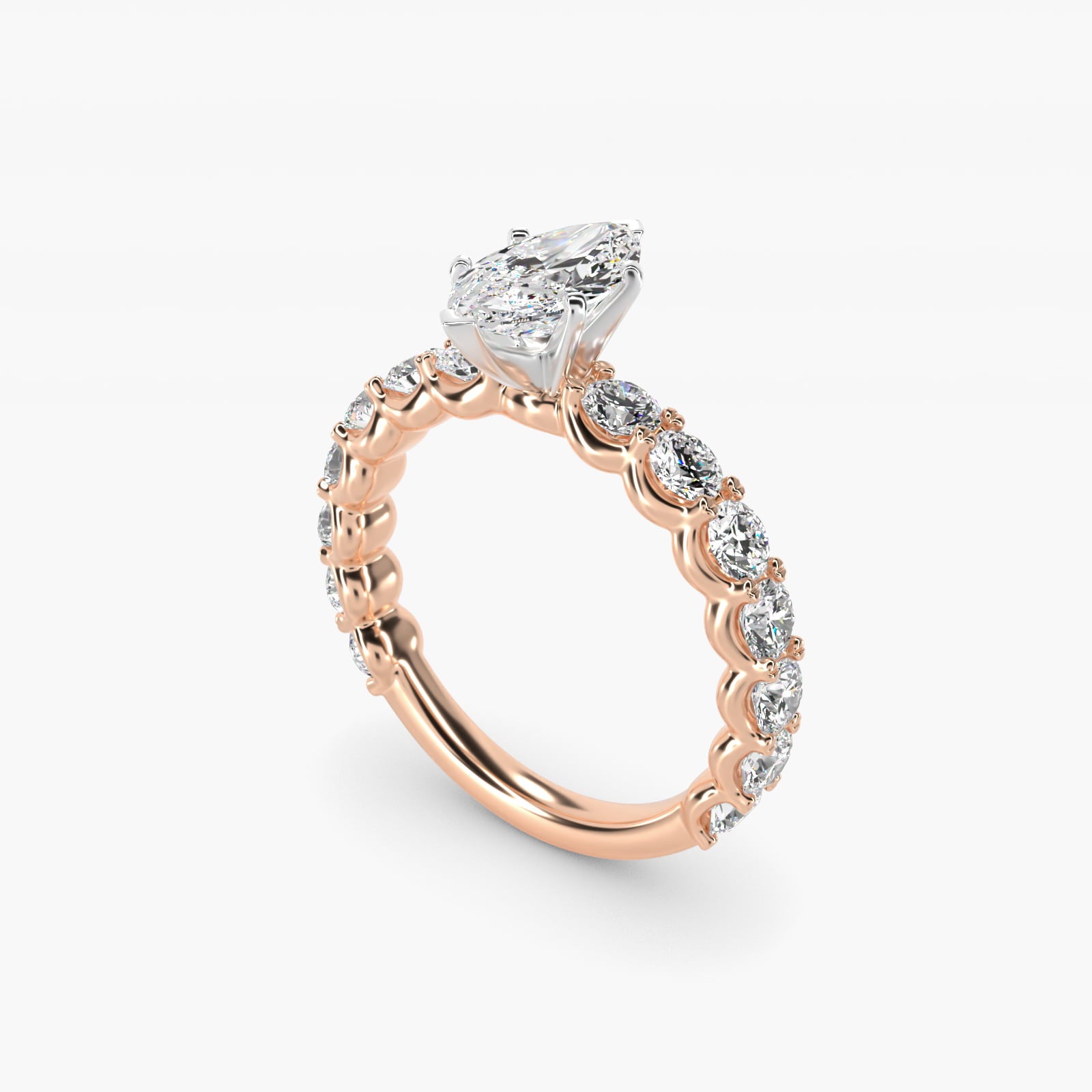 Selene Diamond Engagement Ring in 18k Rose Gold (1 1/3 ct. tw.) - Marquise Center