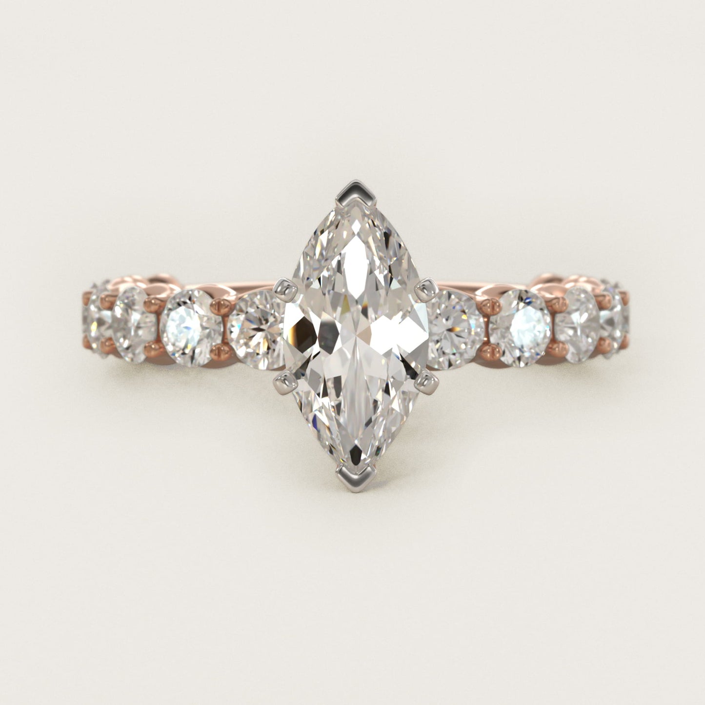 Selene Diamond Engagement Ring in 14k Rose Gold (1 1/3 ct. tw.) - Marquise Center