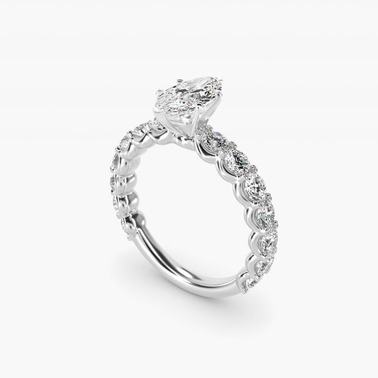 Selene Diamond Engagement Ring in 18k White Gold (1 1/3 ct. tw.) - Marquise Center