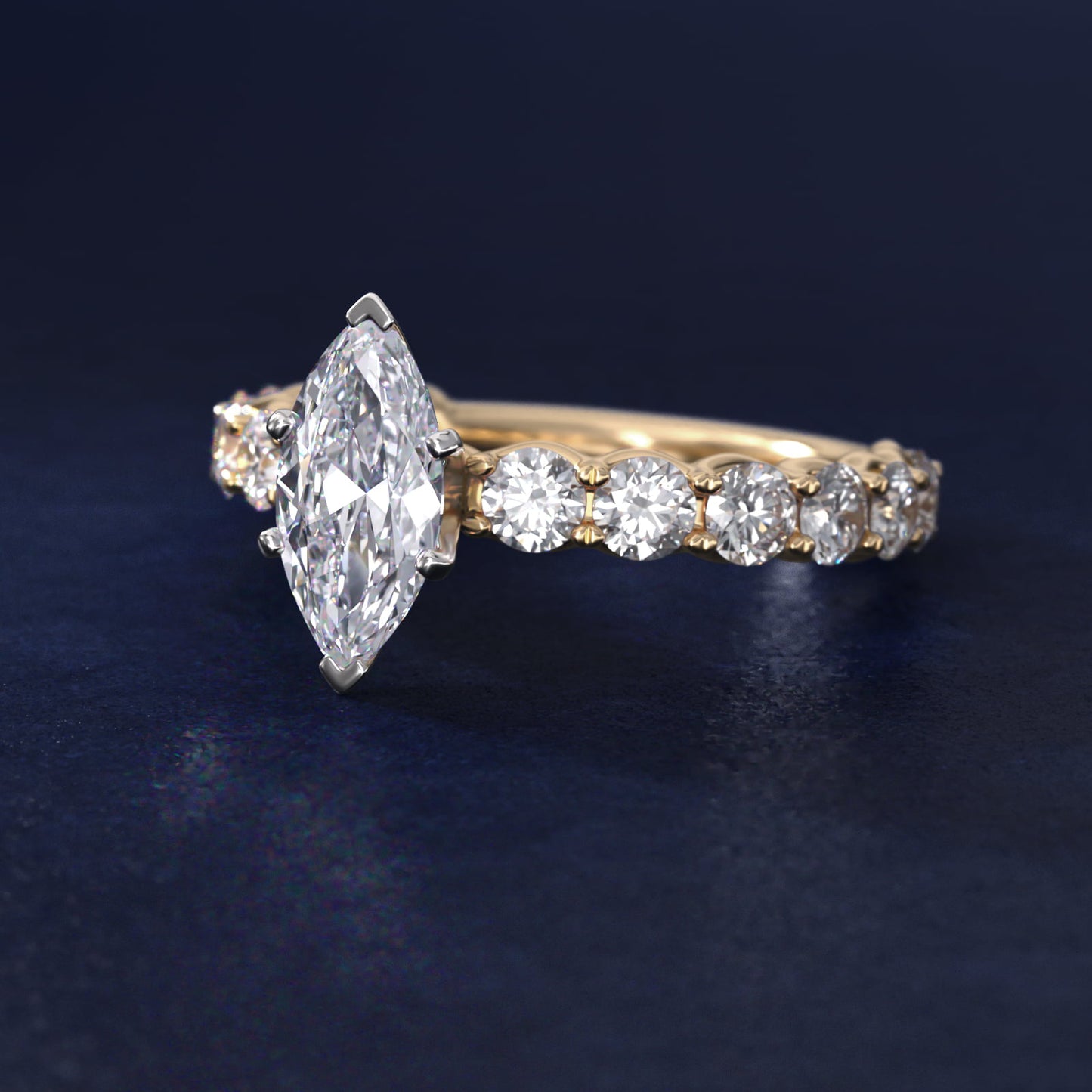 Selene Diamond Engagement Ring in 14k Yellow Gold (1 1/3 ct. tw.) - Marquise Center