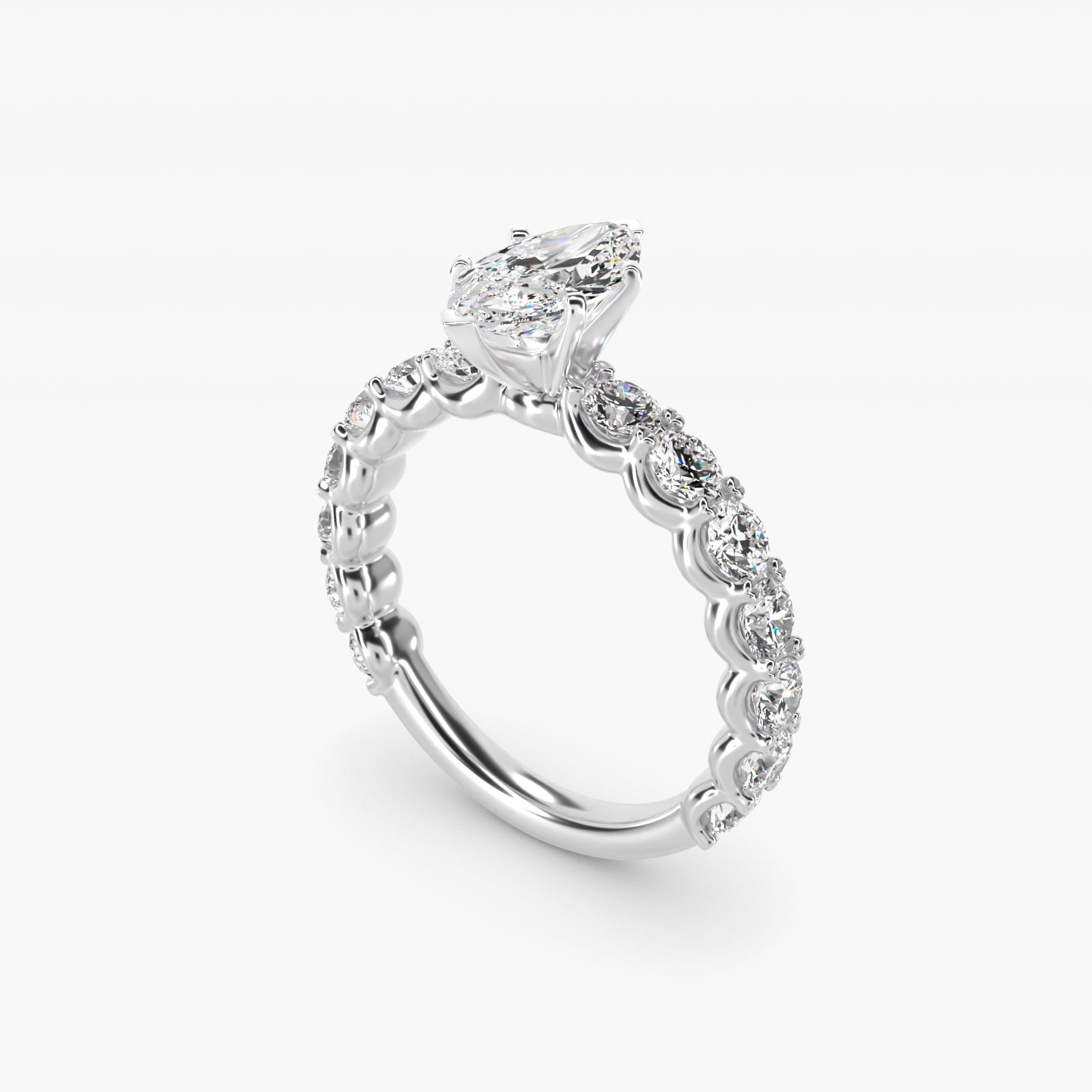 Selene Diamond Engagement Ring in Platinum (1 1/3 ct. tw.) - Marquise Center