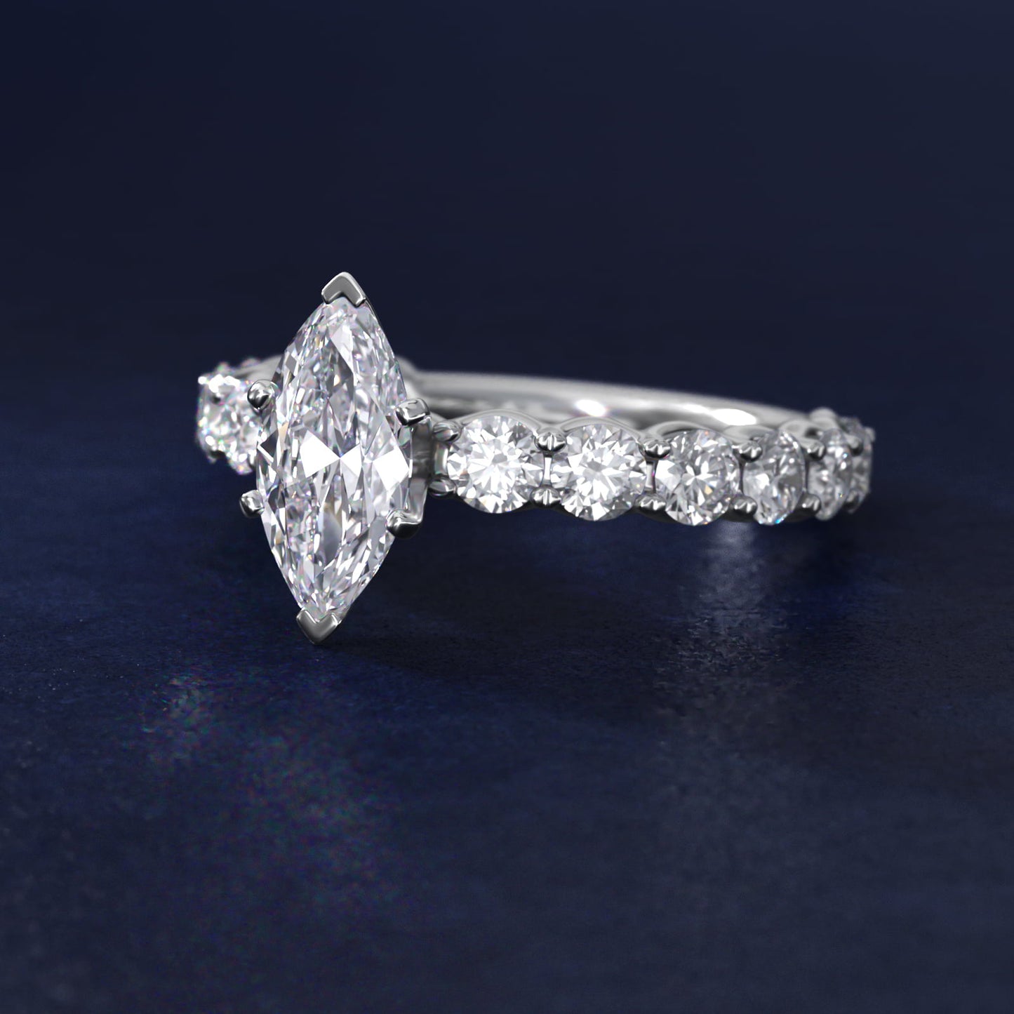 Selene Diamond Engagement Ring in Platinum (1 1/3 ct. tw.) - Marquise Center