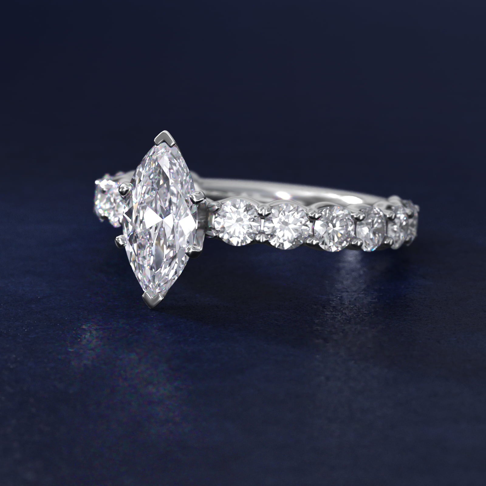 Selene Diamond Engagement Ring in Platinum (1 1/3 ct. tw.) - Marquise Center