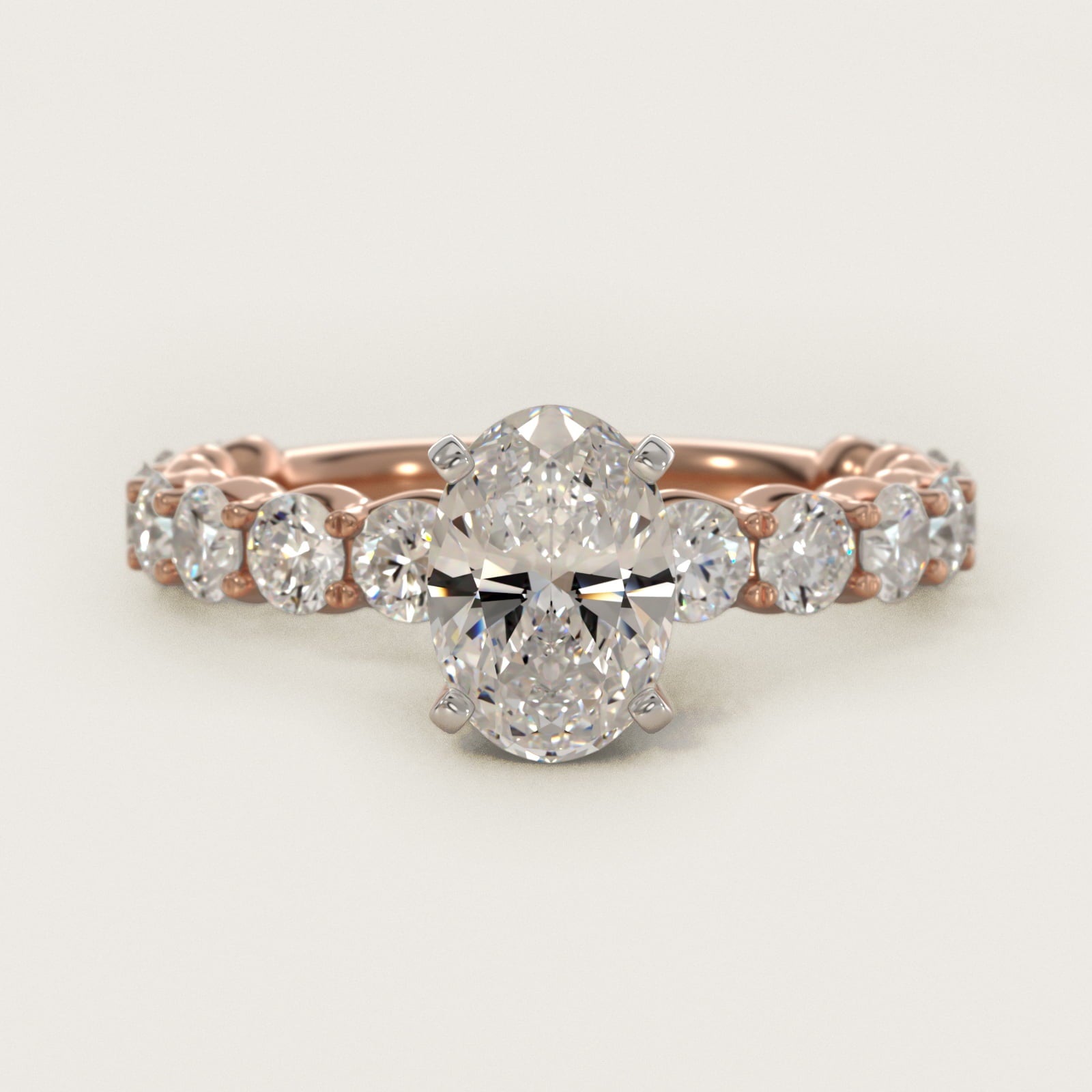 Selene Diamond Engagement Ring in 18k Rose Gold (1 1/3 ct. tw.) - Oval Center