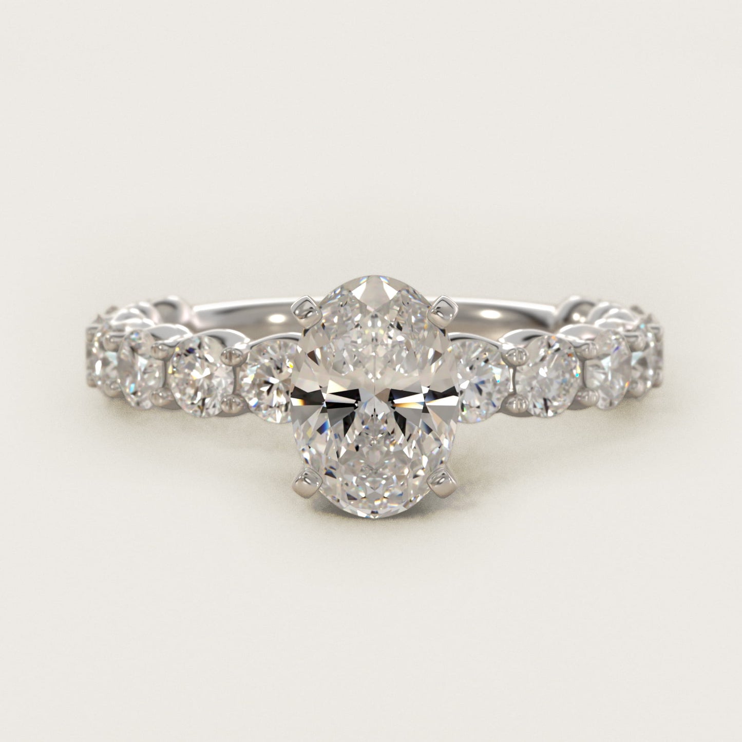 Selene Diamond Engagement Ring in 18k White Gold (1 1/3 ct. tw.) - Oval Center