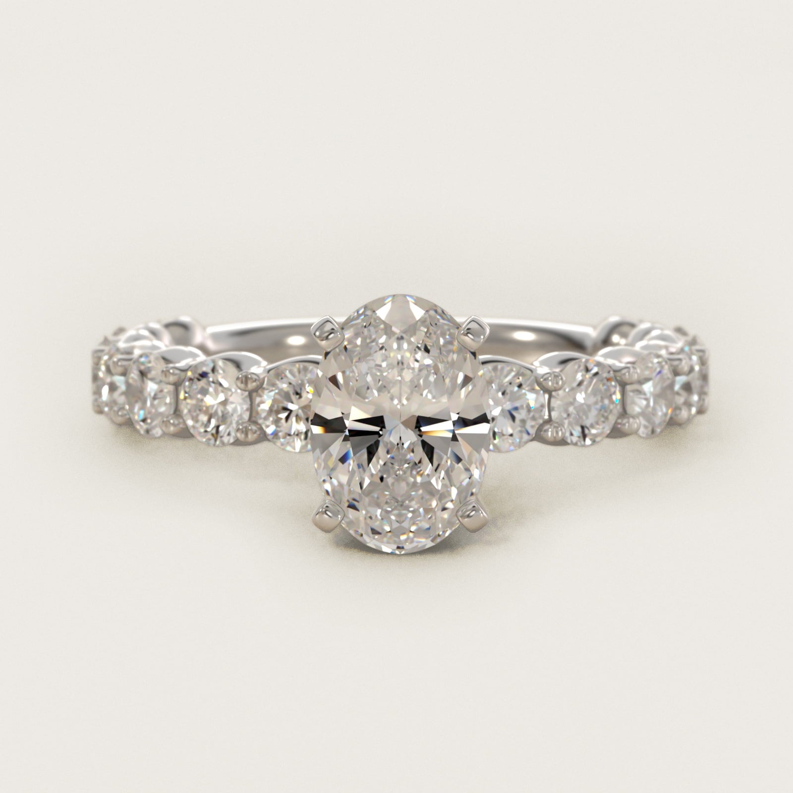 Selene Diamond Engagement Ring in 18k White Gold (1 1/3 ct. tw.) - Oval Center