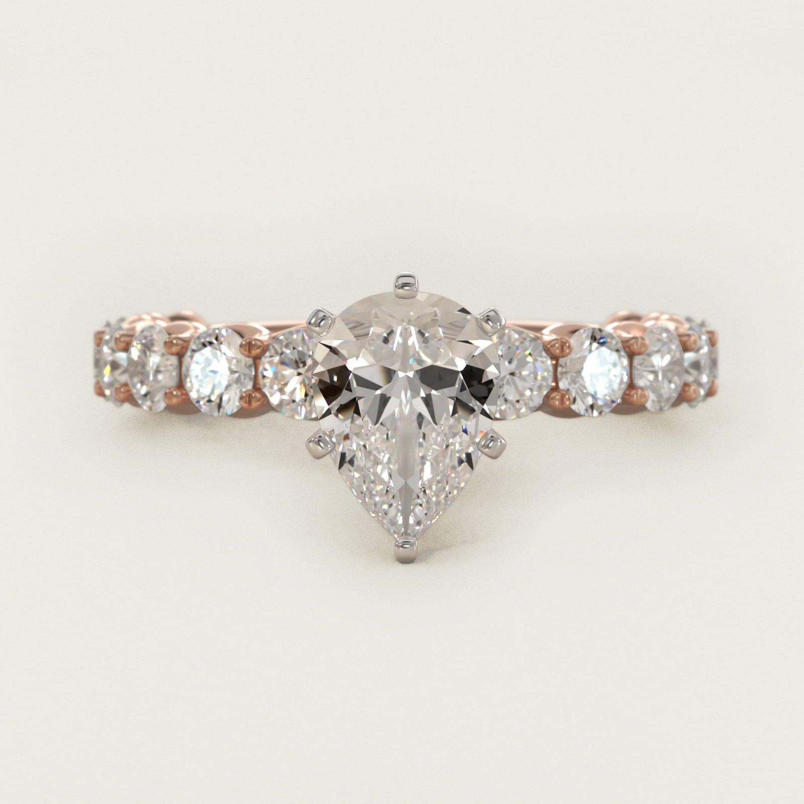 Selene Diamond Engagement Ring in 14k Rose Gold (1 1/3 ct. tw.) - Pear Center