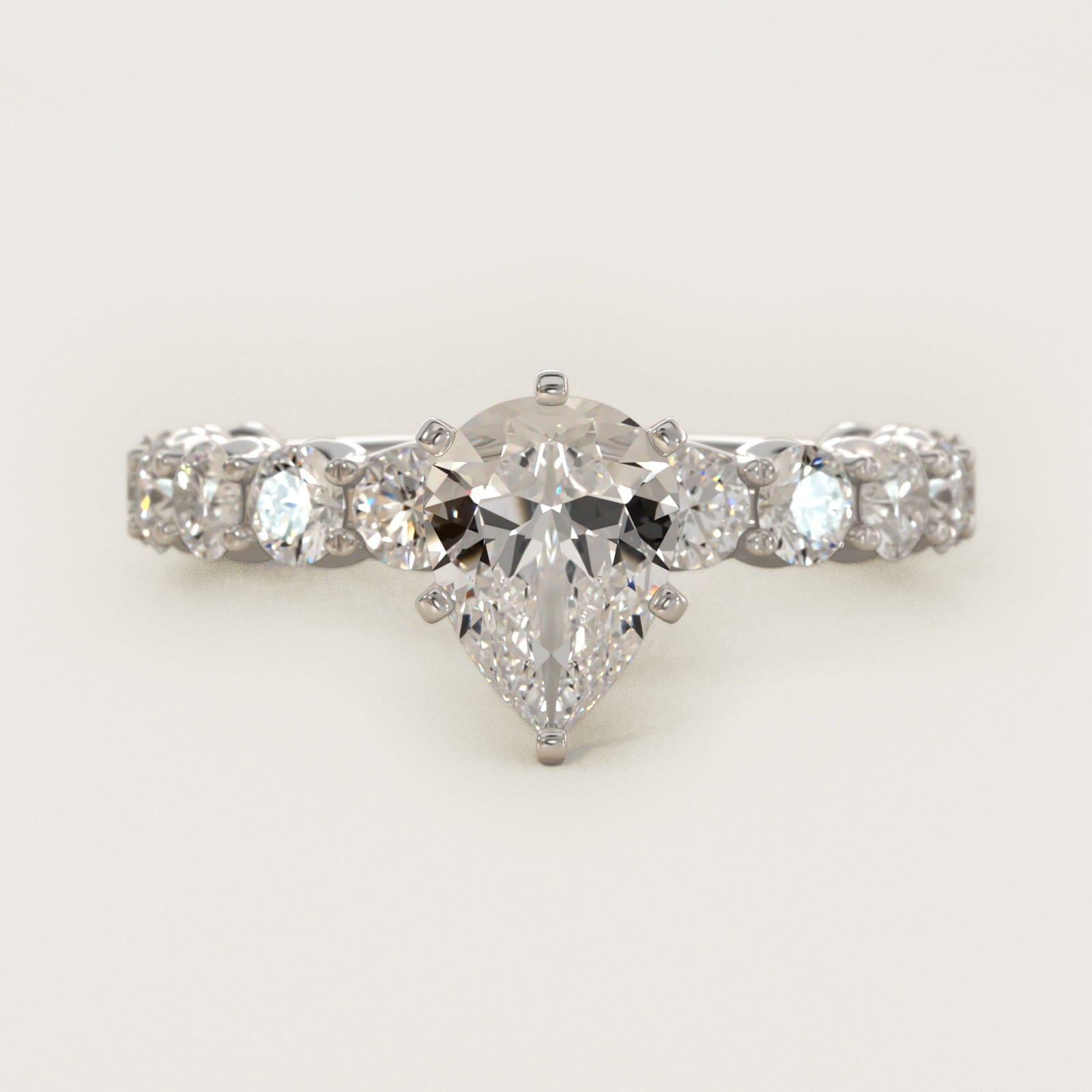 Selene Diamond Engagement Ring in 18k White Gold (1 1/3 ct. tw.) - Pear Center