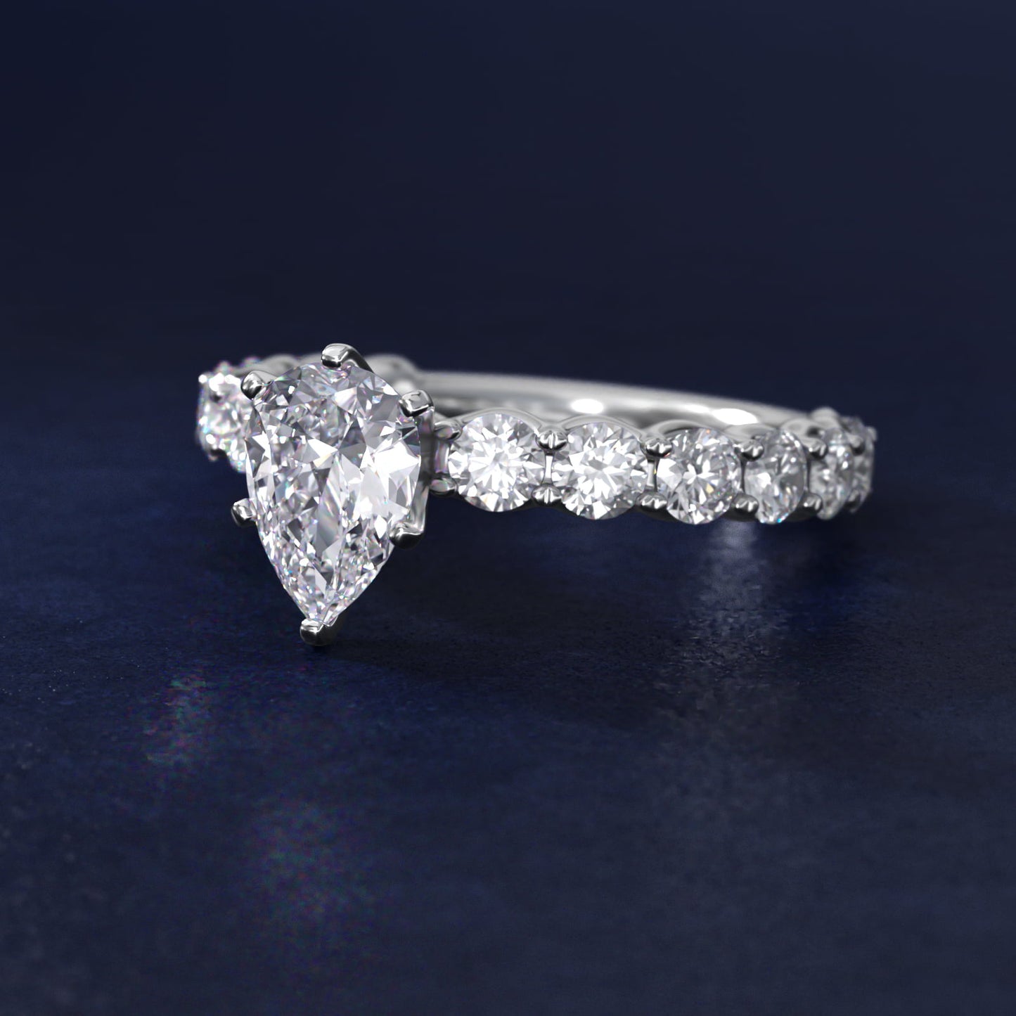Selene Diamond Engagement Ring in Platinum (1 1/3 ct. tw.) - Pear Center
