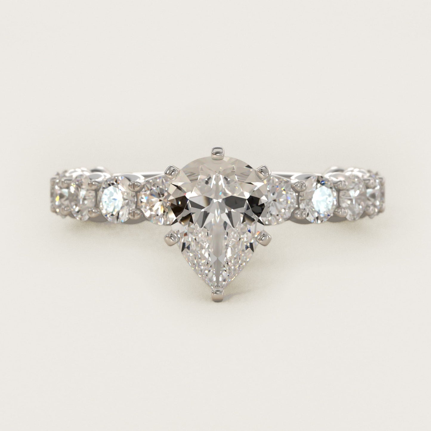 Selene Diamond Engagement Ring in Platinum (1 1/3 ct. tw.) - Pear Center